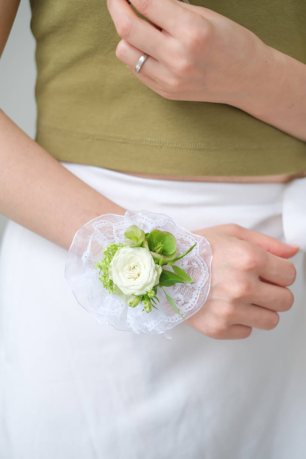 White Wedding Wrist Corsage | Bay Area Florist
