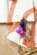 Purple orchid and calla lily wedding boutonniere Custom Orchid Wedding Boutonniere by Florea Florals