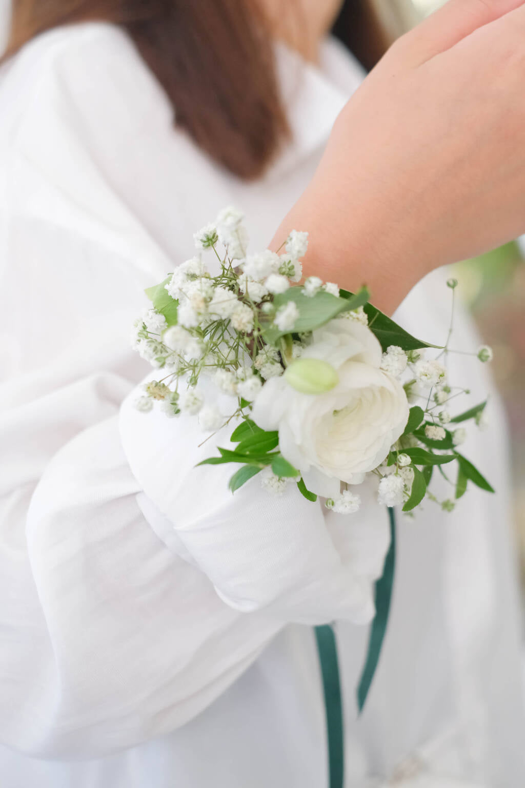 White Wedding Wrist Corsage | Bay Area Florist